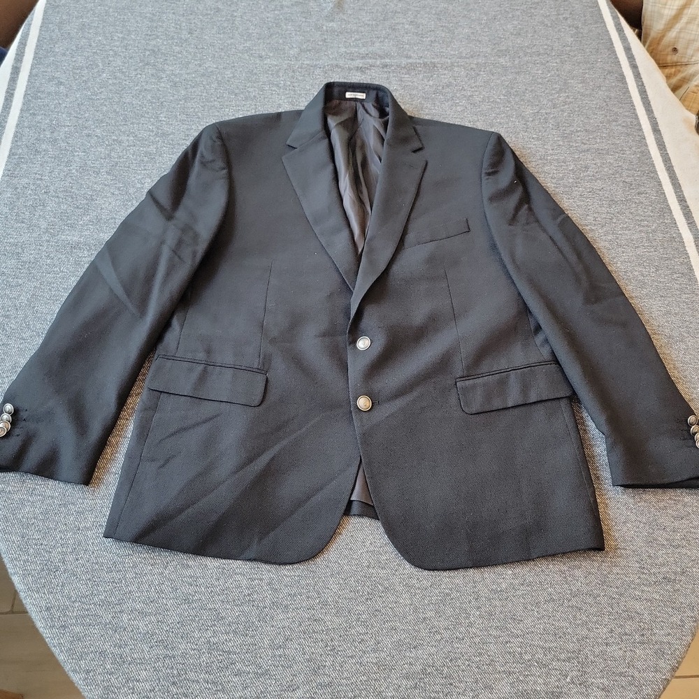 Joseph Abboud Jacket Men's 46S Black Knit Wool Textured Blazer Sport Coat
